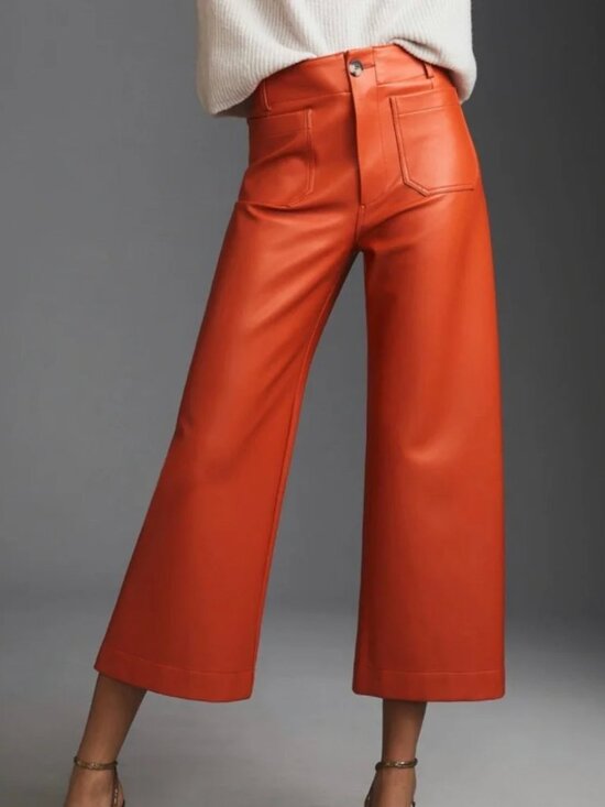 Maeve Pants - Maeve by Anthropologie The Colette Faux Leather Orange/Pumpkin Pants Sz 27